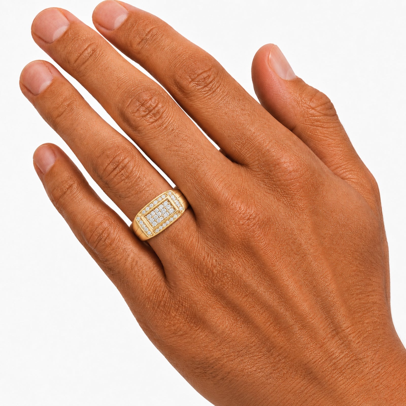 Diamonair Lab Grown Diamond (F/VS+) 1.00 carat Round cut Sterling Silver Men's Ring - Sterling Silver | Gold over Silver