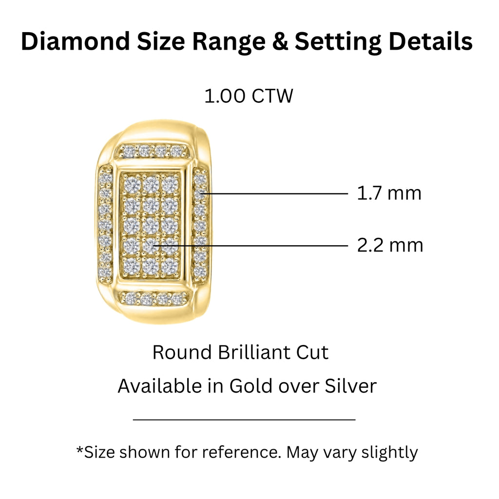 Diamonair Lab Grown Diamond (F/VS+) 1.00 carat Round cut Sterling Silver Men's Ring - Sterling Silver | Gold over Silver
