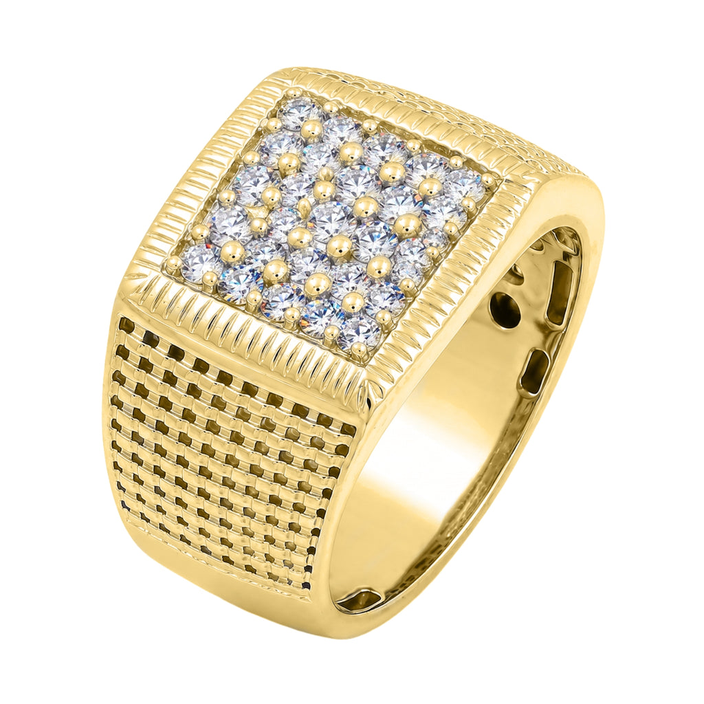 Diamonair Lab Grown Diamond (F/VS+) 1.00 carat Round cut Sterling Silver Men's Ring - Sterling Silver | Gold over Silver