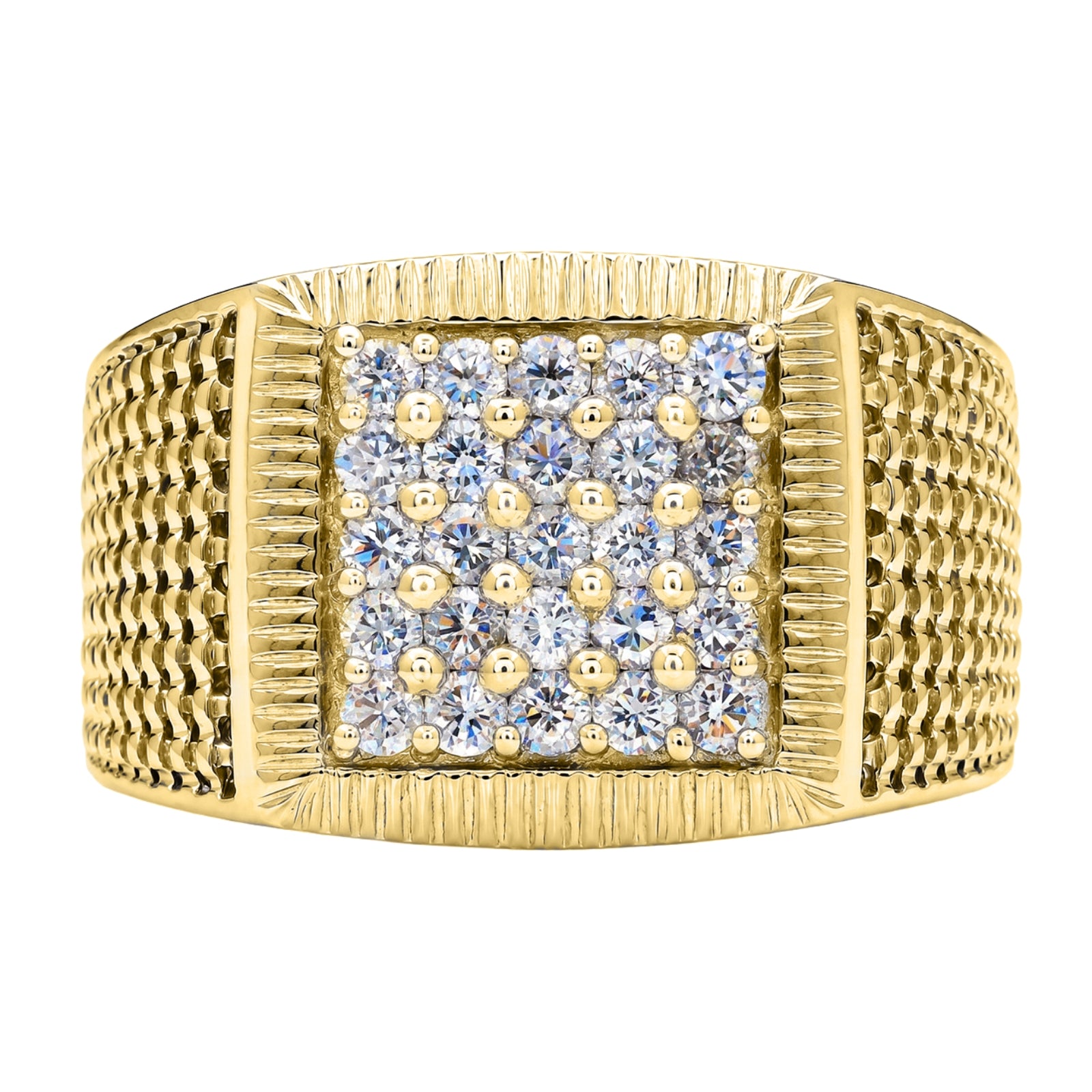 Diamonair Lab Grown Diamond (F/VS+) 1.00 carat Round cut Sterling Silver Men's Ring - Sterling Silver | Gold over Silver
