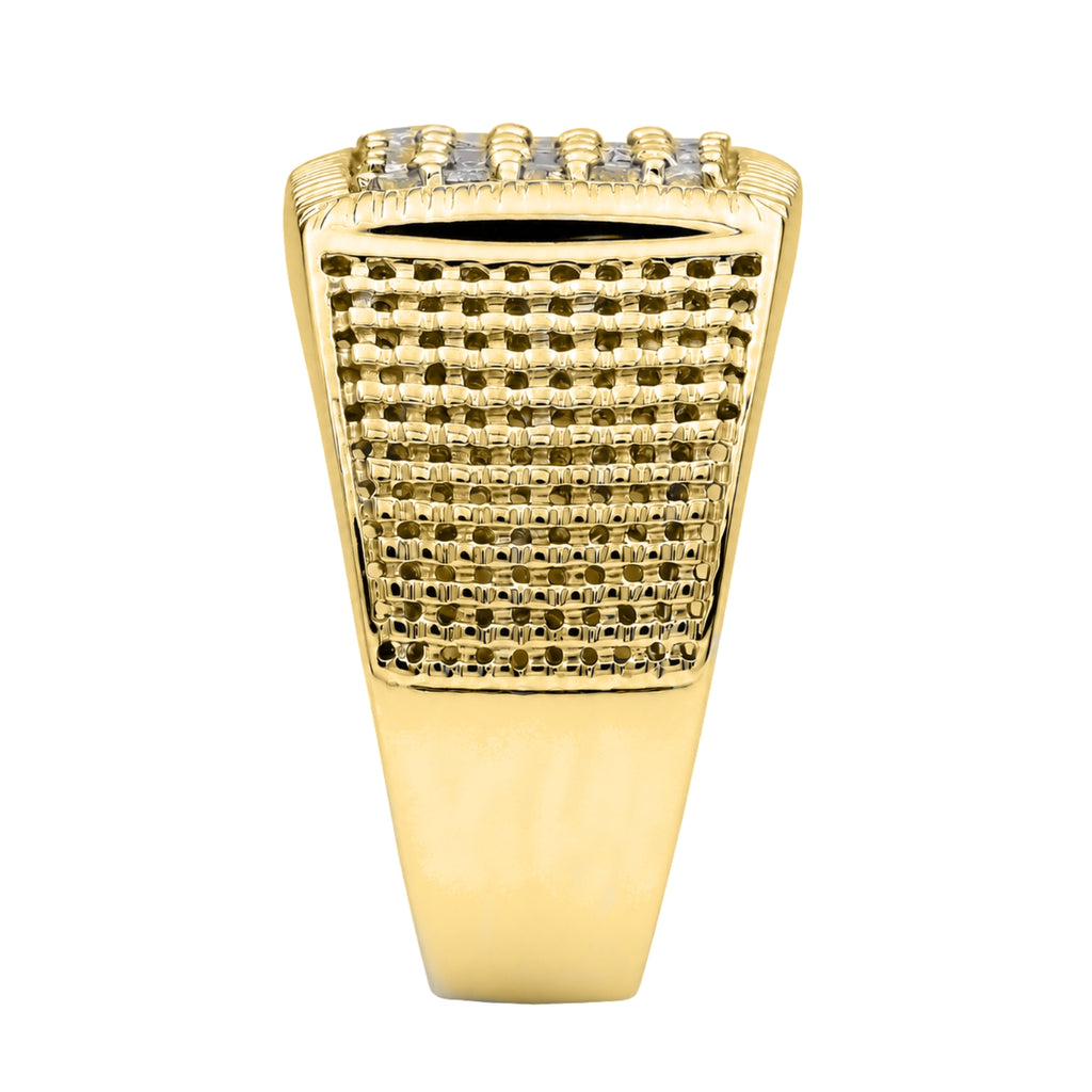 Diamonair Lab Grown Diamond (F/VS+) 1.00 carat Round cut Sterling Silver Men's Ring - Sterling Silver | Gold over Silver