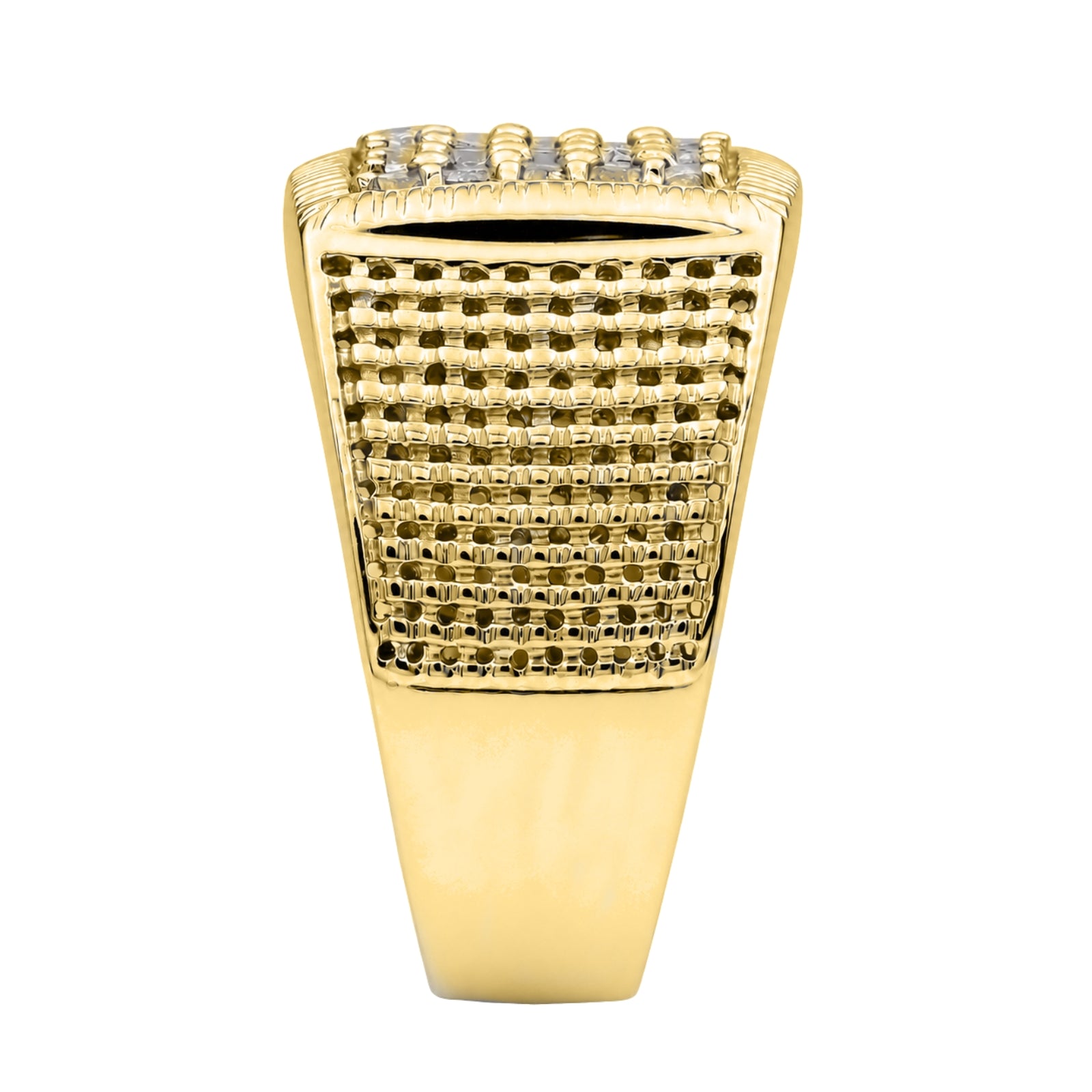 Diamonair Lab Grown Diamond (F/VS+) 1.00 carat Round cut Sterling Silver Men's Ring - Sterling Silver | Gold over Silver