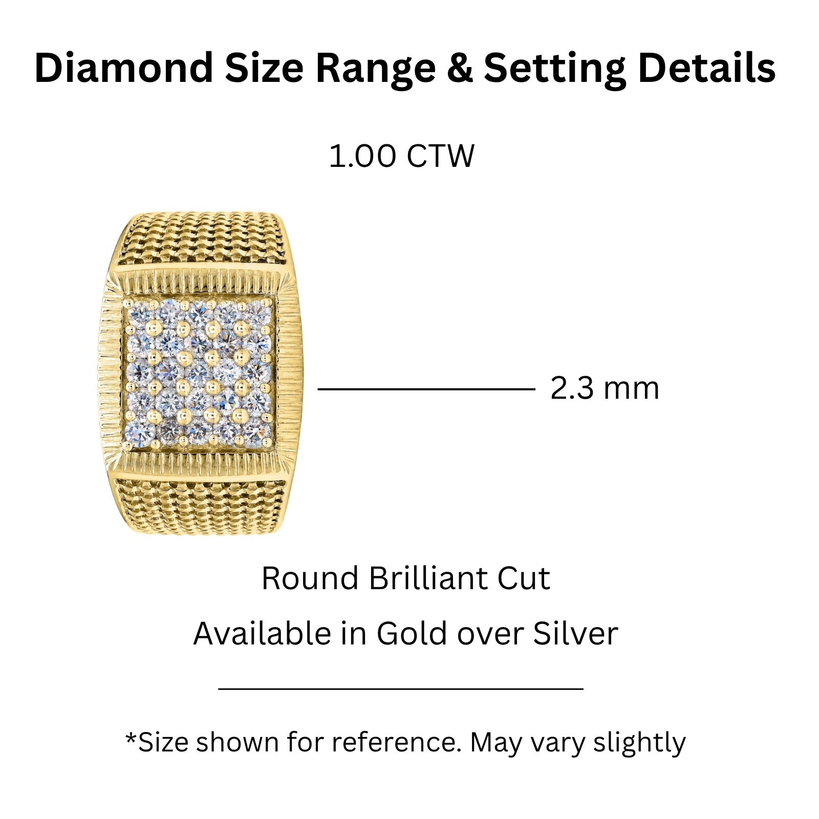 Diamonair Lab Grown Diamond (F/VS+) 1.00 carat Round cut Sterling Silver Men's Ring - Sterling Silver | Gold over Silver