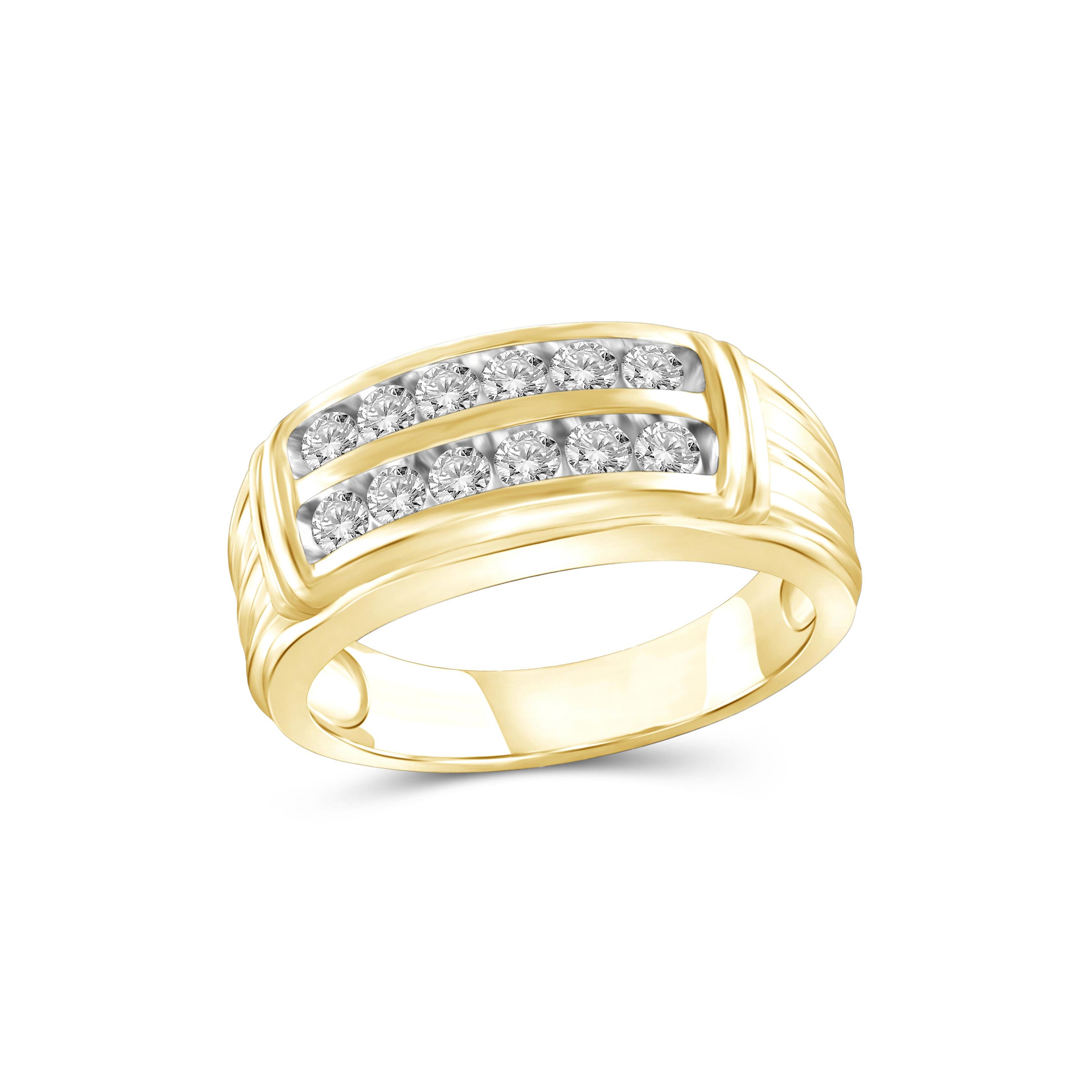 Diamonair Lab Grown Diamond (F/VS+) 1.00 carat Round cut Sterling Silver Men's Ring - Sterling Silver | Gold over Silver