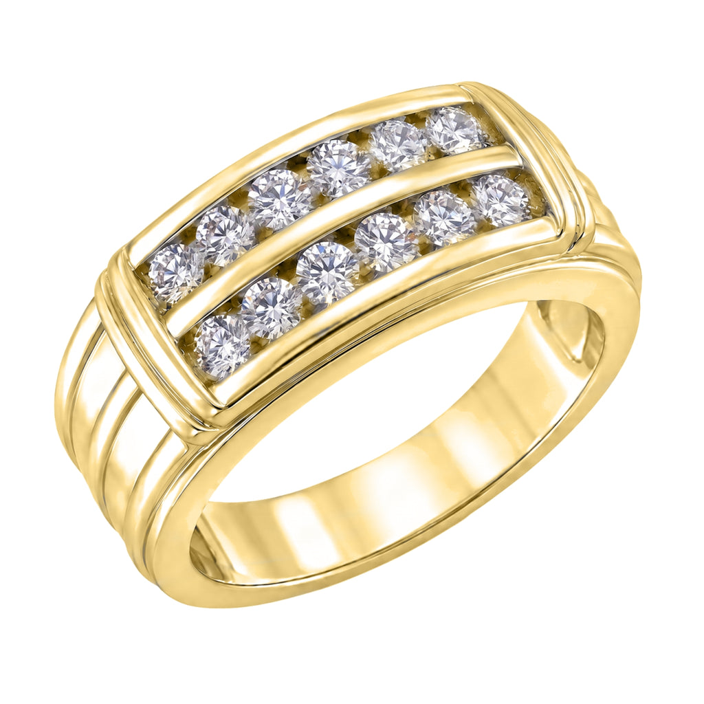 Diamonair Lab Grown Diamond (F/VS+) 1.00 carat Round cut Sterling Silver Men's Ring - Sterling Silver | Gold over Silver