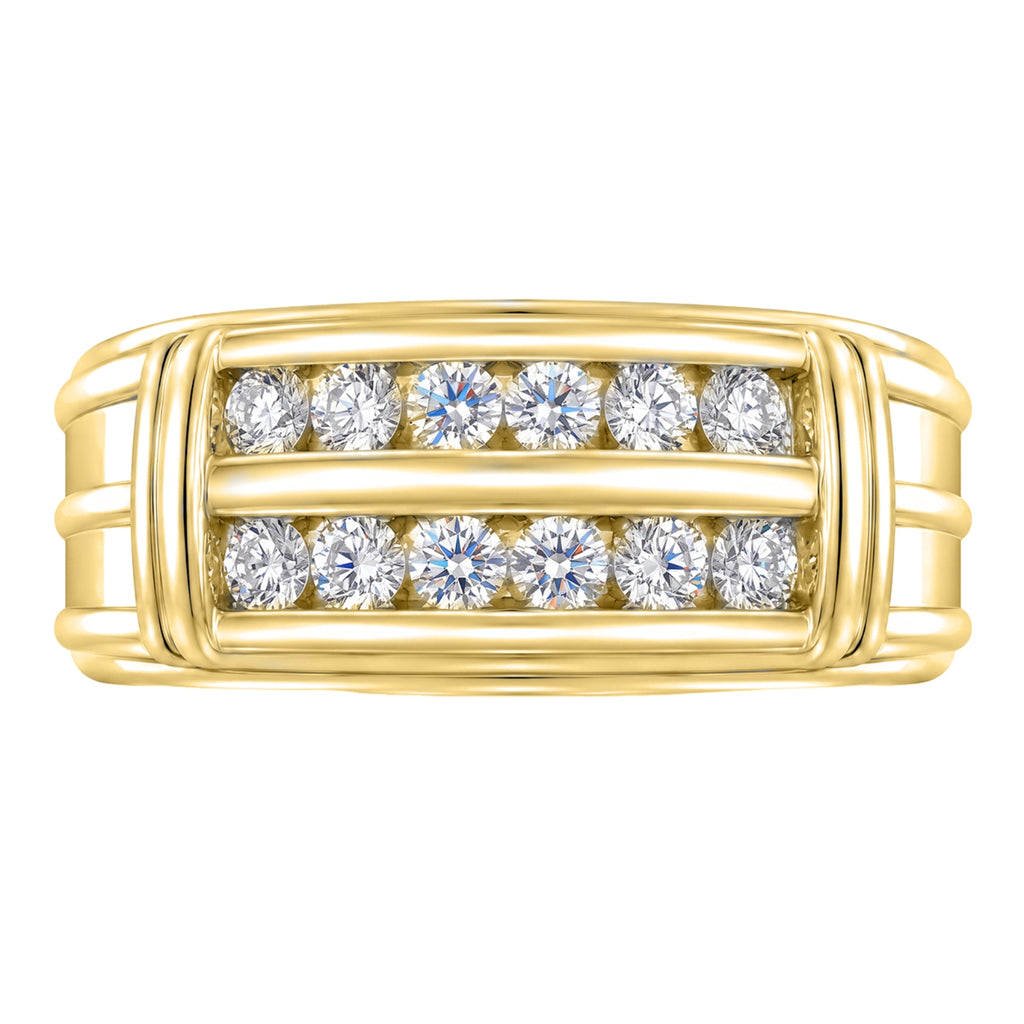 Diamonair Lab Grown Diamond (F/VS+) 1.00 carat Round cut Sterling Silver Men's Ring - Sterling Silver | Gold over Silver