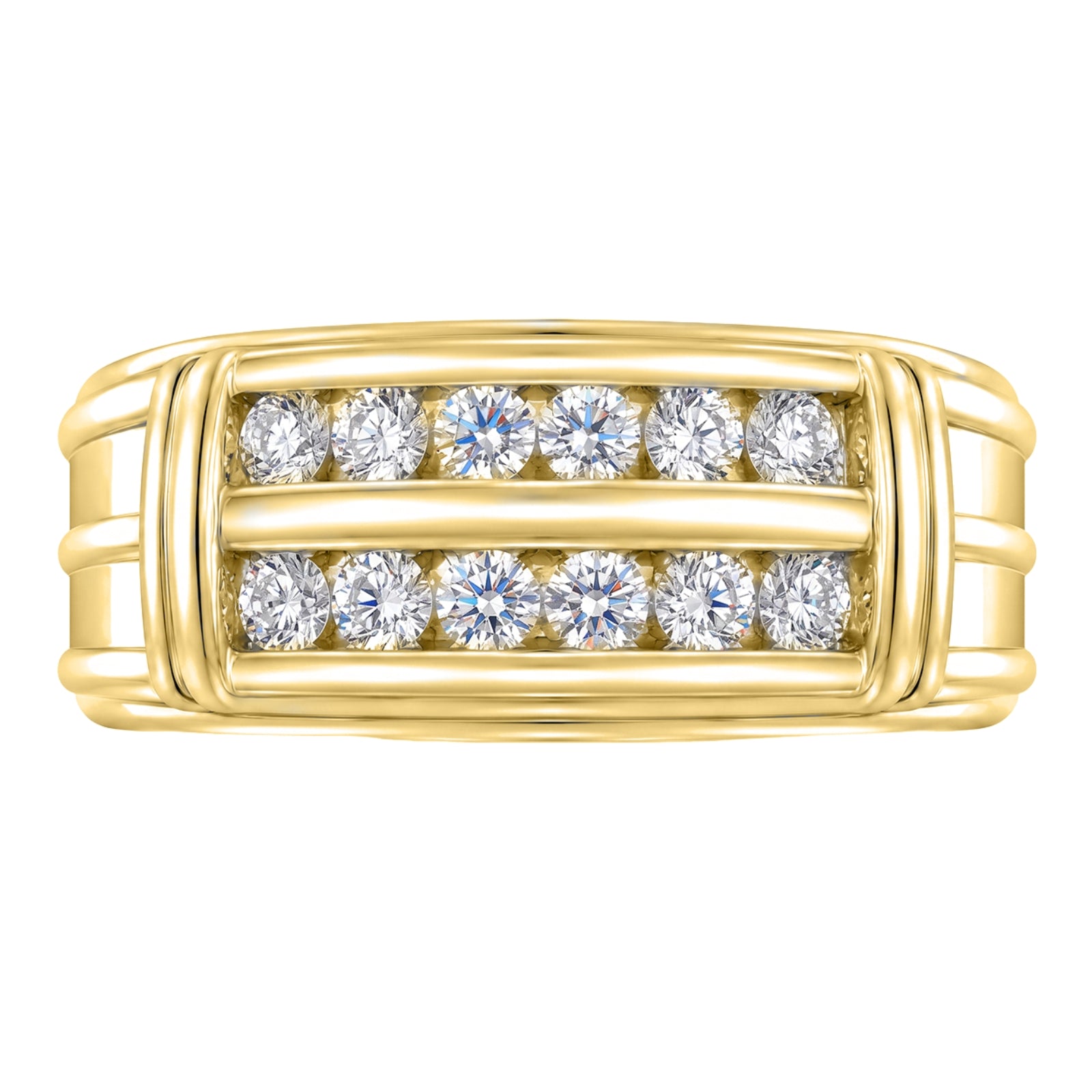 Diamonair Lab Grown Diamond (F/VS+) 1.00 carat Round cut Sterling Silver Men's Ring - Sterling Silver | Gold over Silver