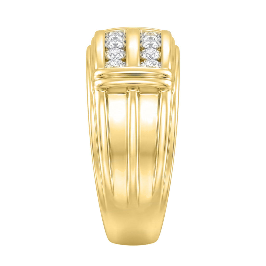 Diamonair Lab Grown Diamond (F/VS+) 1.00 carat Round cut Sterling Silver Men's Ring - Sterling Silver | Gold over Silver
