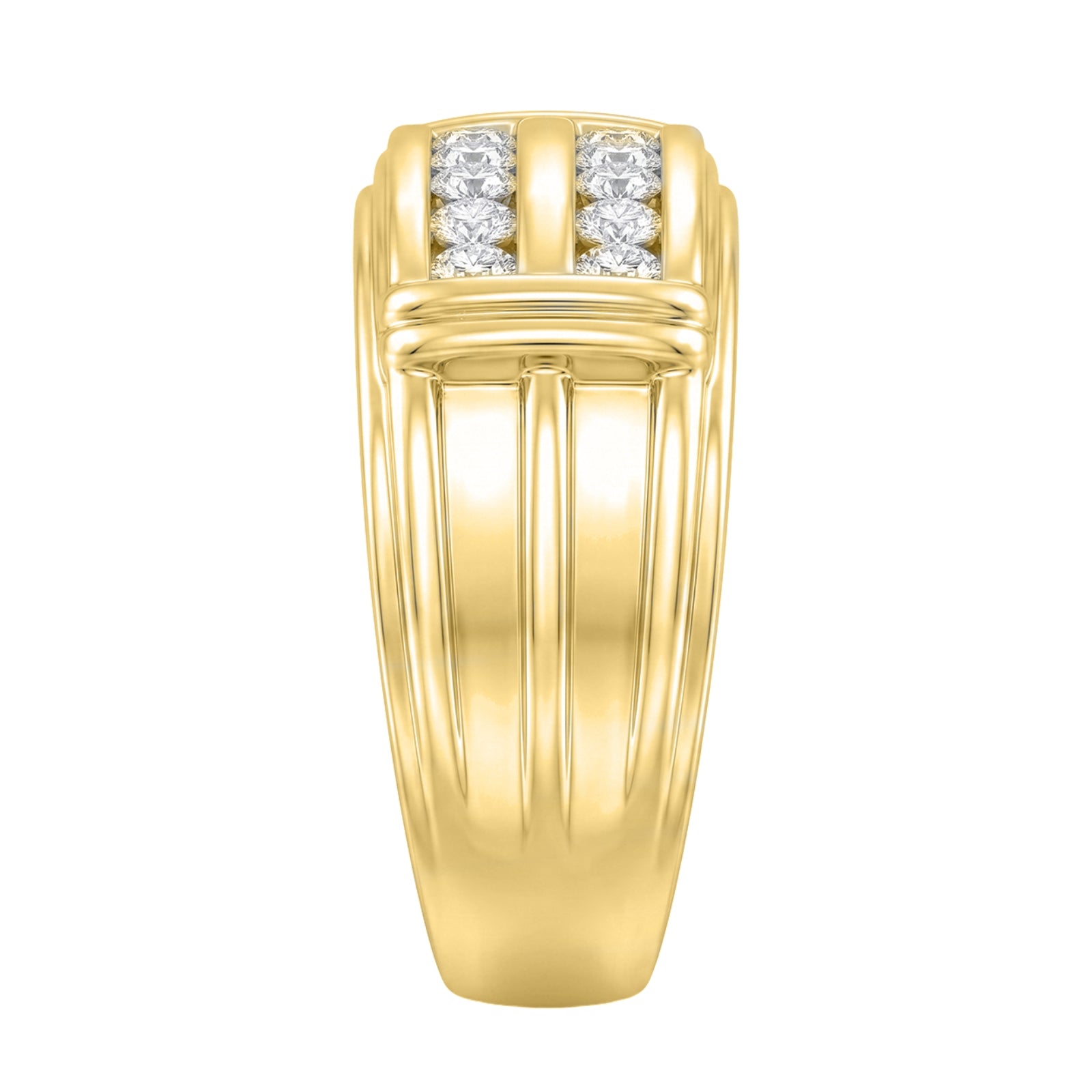 Diamonair Lab Grown Diamond (F/VS+) 1.00 carat Round cut Sterling Silver Men's Ring - Sterling Silver | Gold over Silver
