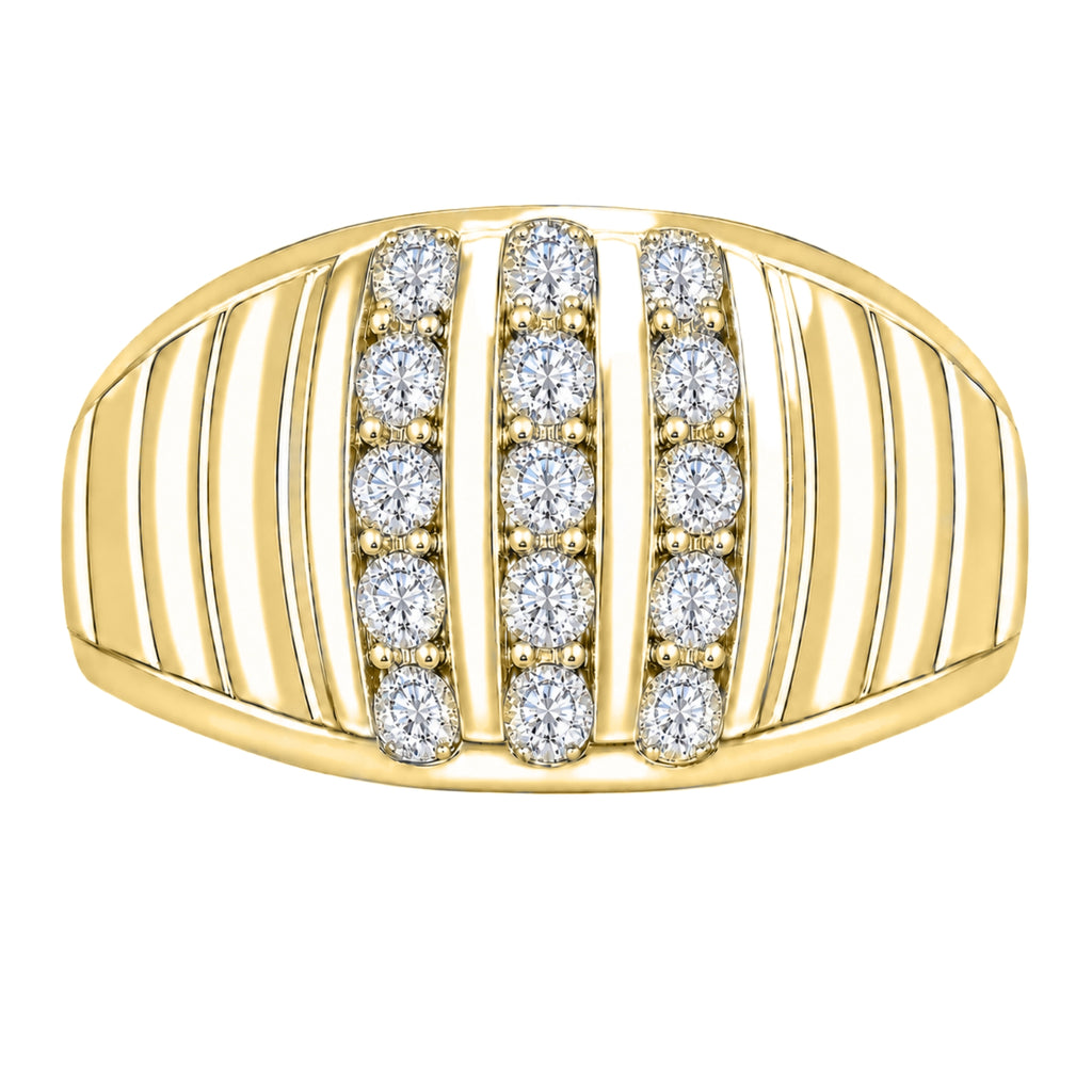 Diamonair Lab Grown Diamond (F/VS+) 1.00 carat Round cut Sterling Silver Men's Ring - Sterling Silver | Gold over Silver