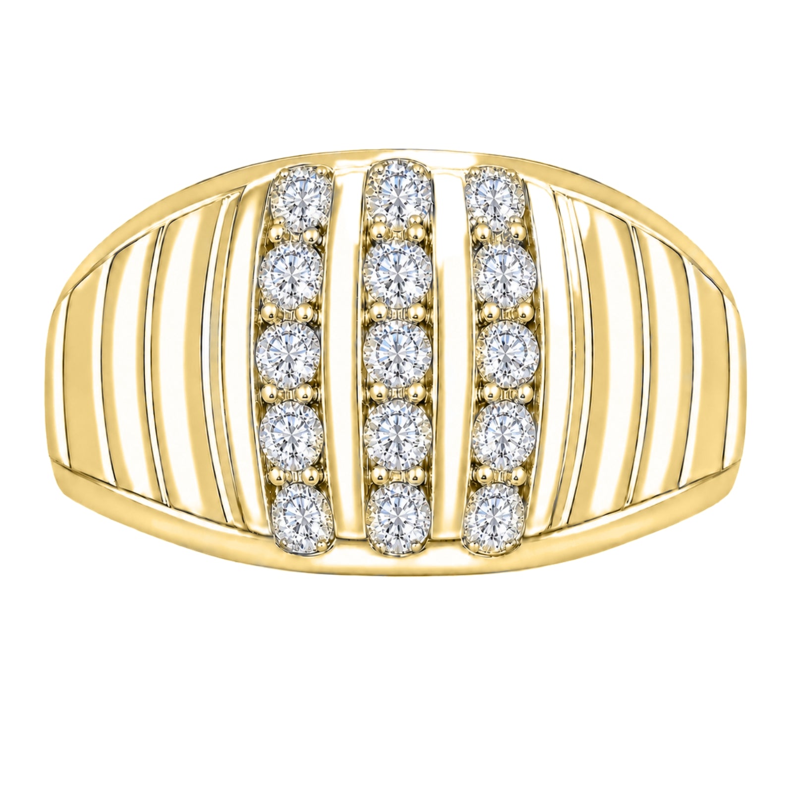 Diamonair Lab Grown Diamond (F/VS+) 1.00 carat Round cut Sterling Silver Men's Ring - Sterling Silver | Gold over Silver