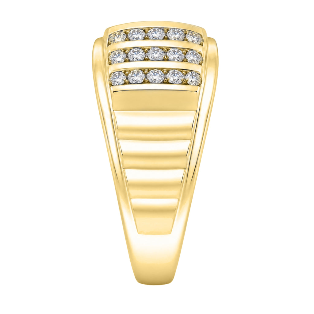 Diamonair Lab Grown Diamond (F/VS+) 1.00 carat Round cut Sterling Silver Men's Ring - Sterling Silver | Gold over Silver