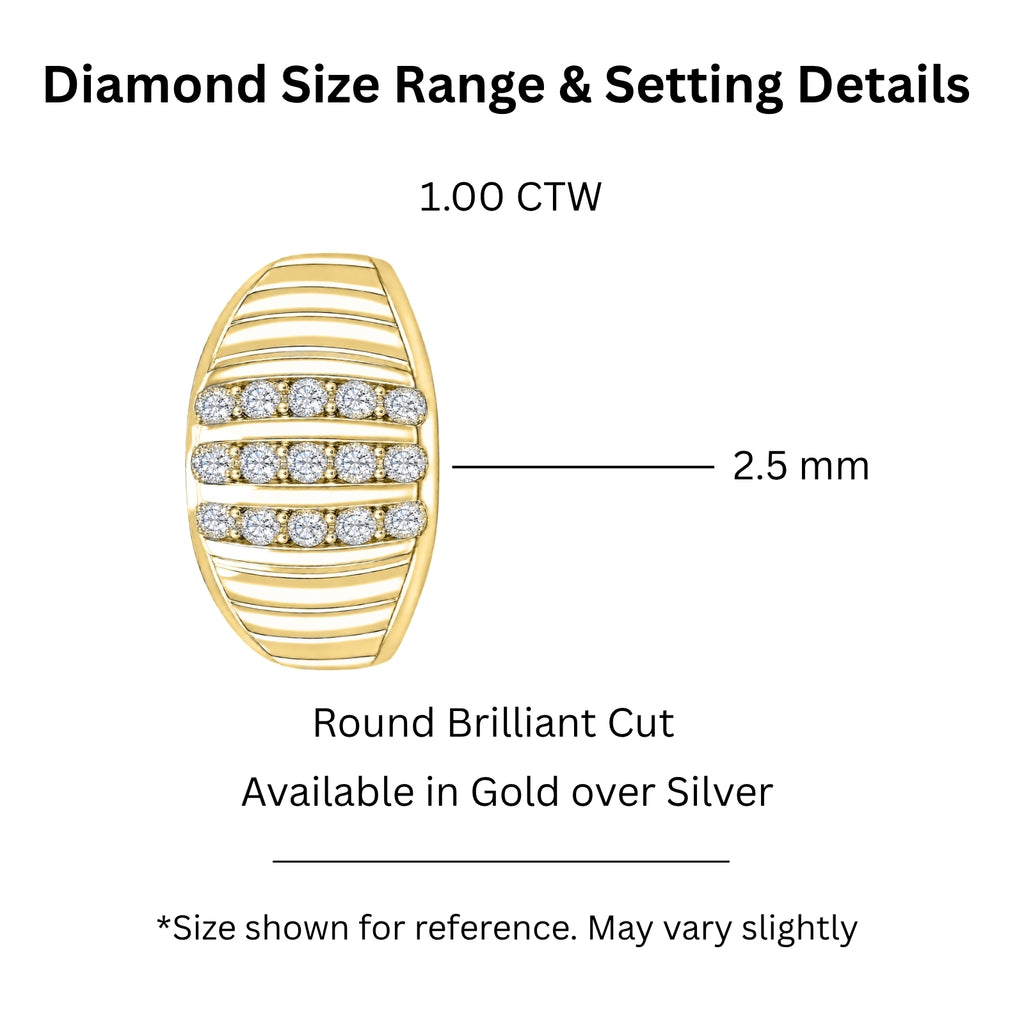 Diamonair Lab Grown Diamond (F/VS+) 1.00 carat Round cut Sterling Silver Men's Ring - Sterling Silver | Gold over Silver