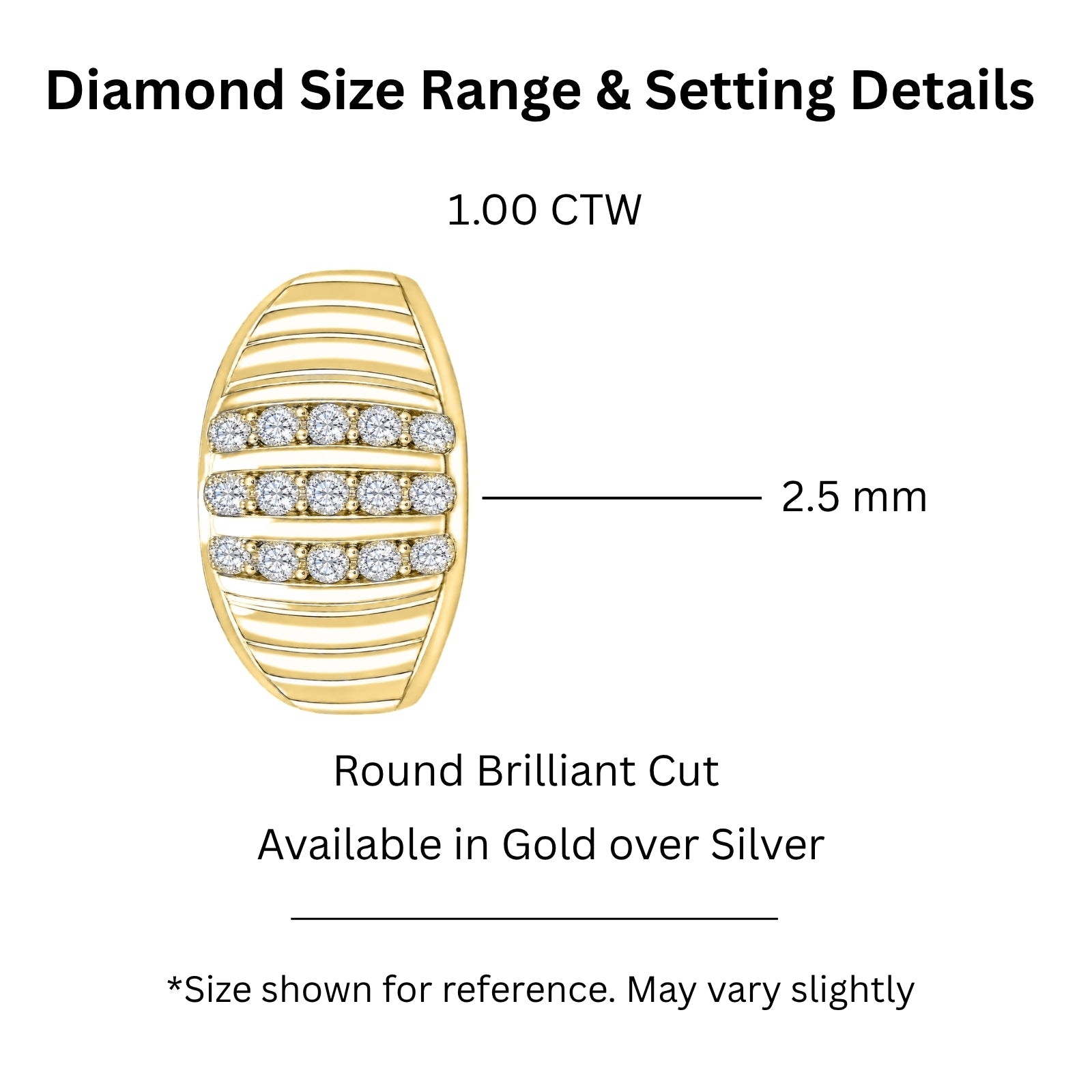 Diamonair Lab Grown Diamond (F/VS+) 1.00 carat Round cut Sterling Silver Men's Ring - Sterling Silver | Gold over Silver