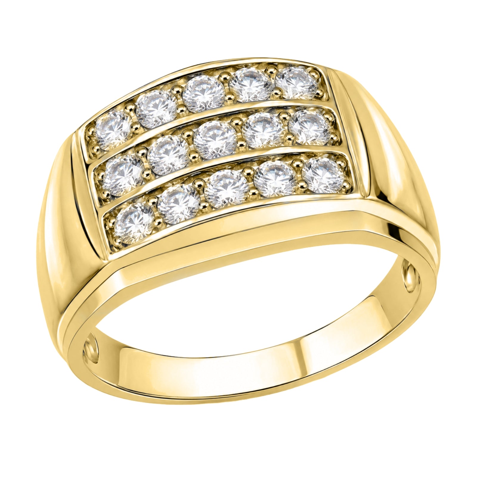 Diamonair Lab Grown Diamond (F/VS+) 1.00 carat Round cut Sterling Silver Men's Ring - Sterling Silver | Gold over Silver