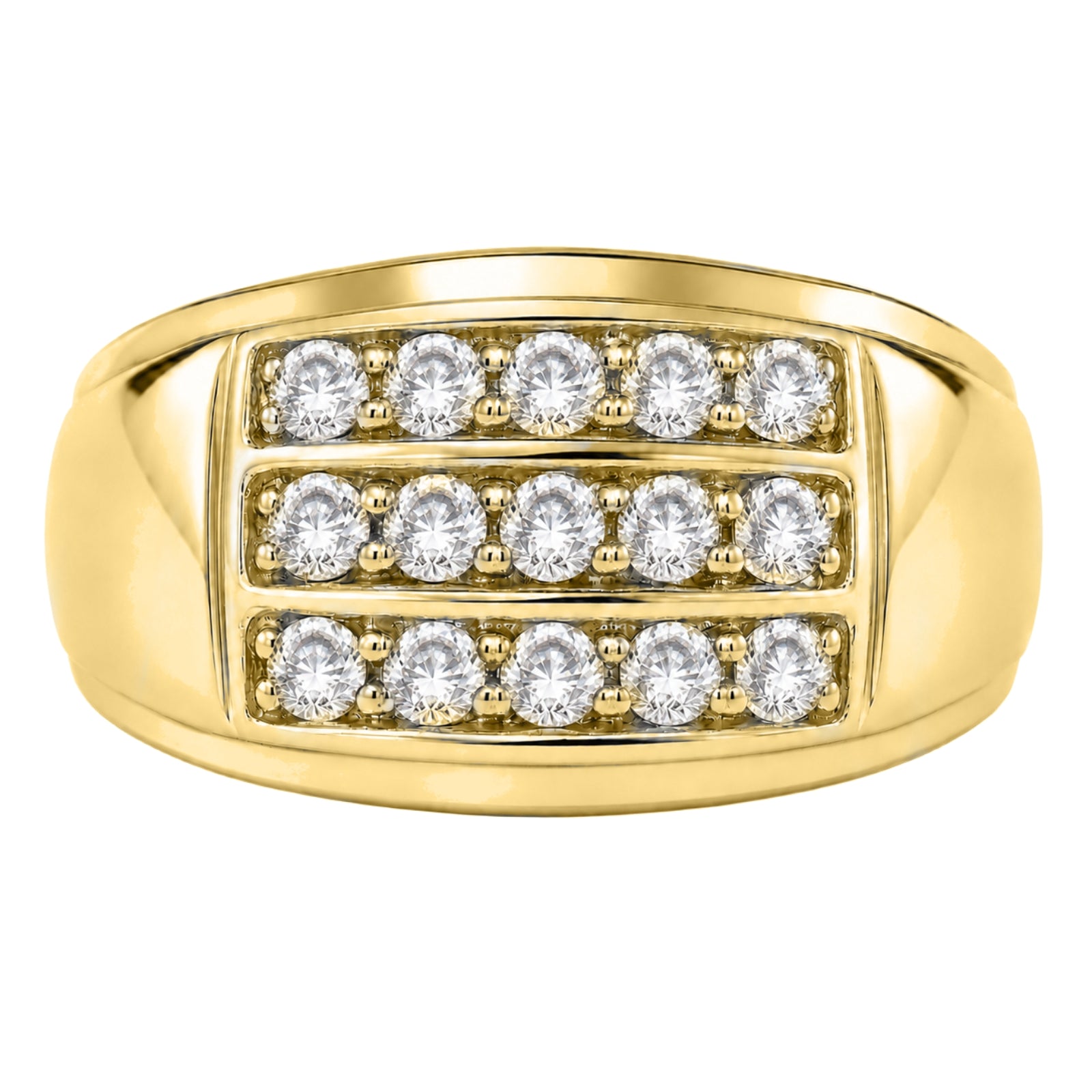 Diamonair Lab Grown Diamond (F/VS+) 1.00 carat Round cut Sterling Silver Men's Ring - Sterling Silver | Gold over Silver