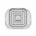 Diamonair Lab Grown Diamond (F/VS+) 1.00 carat Round cut Sterling Silver Men's Ring - Sterling Silver | Gold over Silver