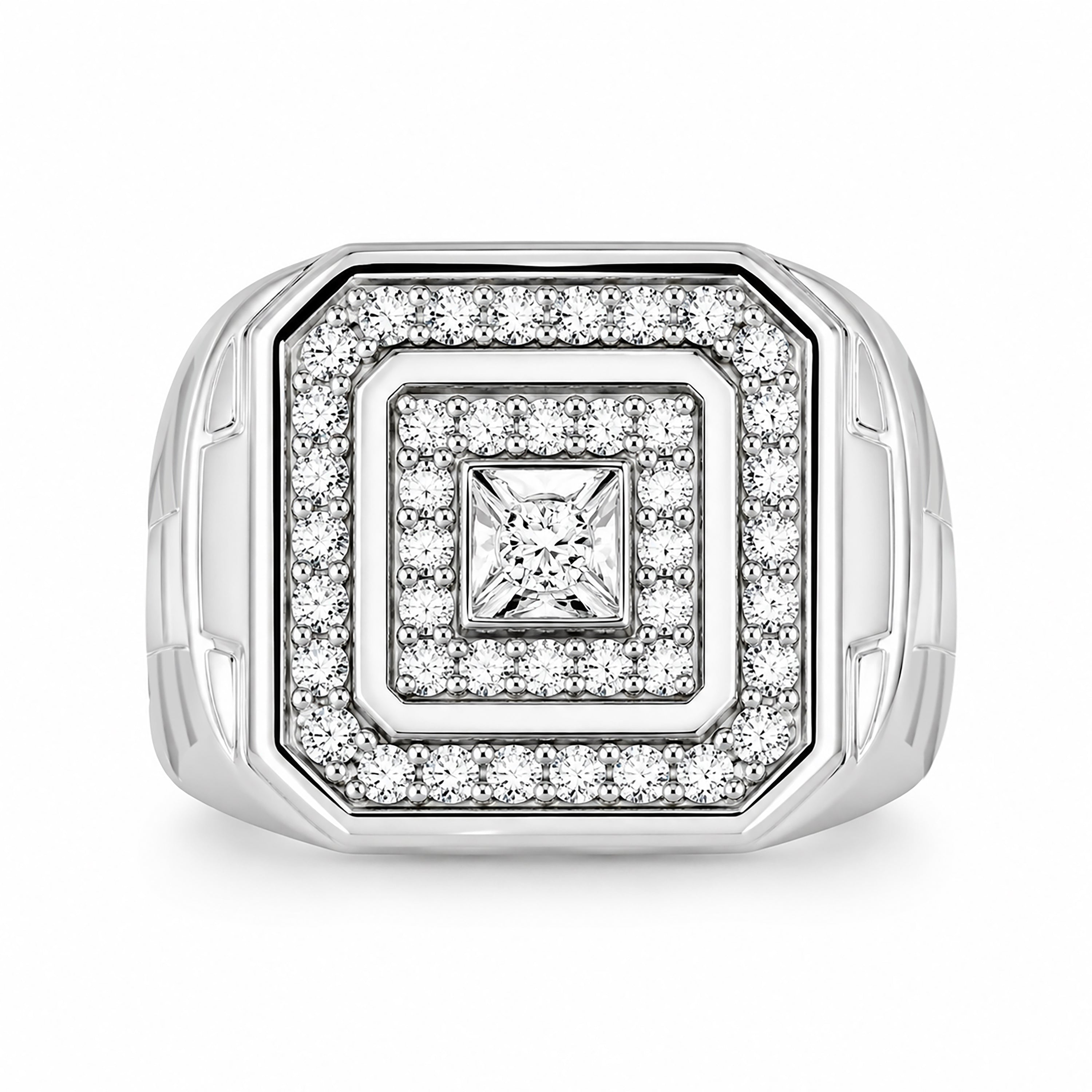 Diamonair Lab Grown Diamond (F/VS+) 1.00 carat Round cut Sterling Silver Men's Ring - Sterling Silver | Gold over Silver