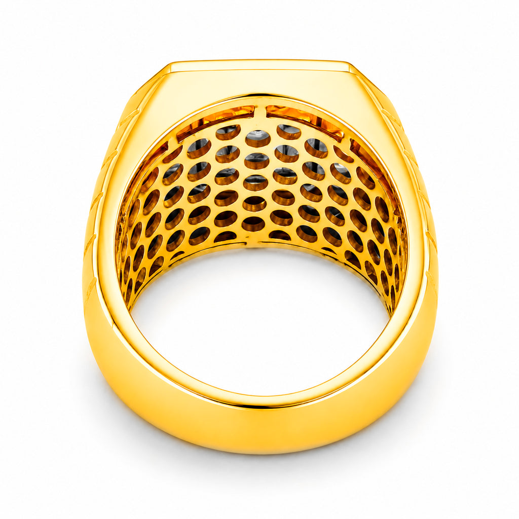 Diamonair Lab Grown Diamond (F/VS+) 1.00 carat Round cut Sterling Silver Men's Ring - Sterling Silver | Gold over Silver