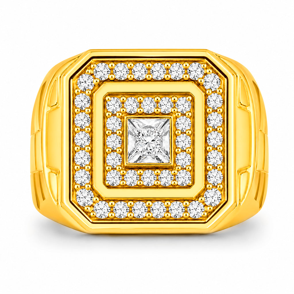 Diamonair Lab Grown Diamond (F/VS+) 1.00 carat Round cut Sterling Silver Men's Ring - Sterling Silver | Gold over Silver