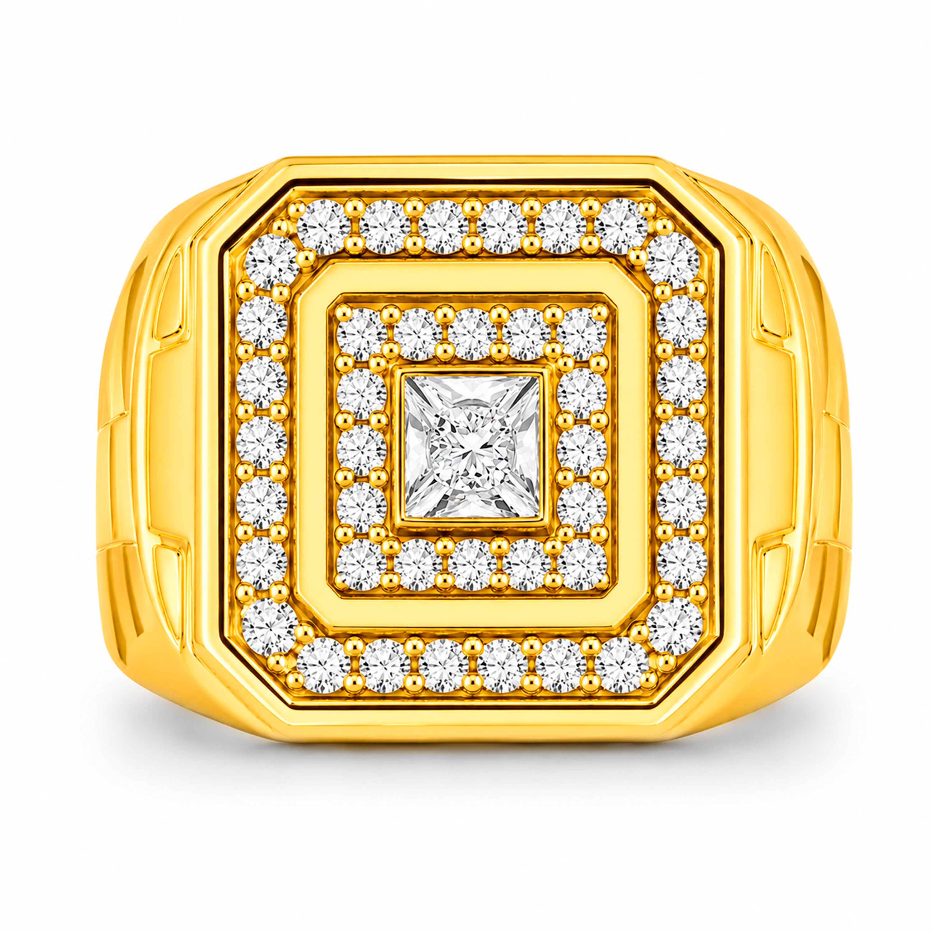 Diamonair Lab Grown Diamond (F/VS+) 1.00 carat Round cut Sterling Silver Men's Ring - Sterling Silver | Gold over Silver