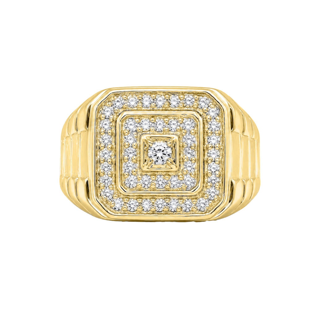 Diamonair Lab Grown Diamond (F/VS+) 1.00 carat Round cut Sterling Silver Men's Ring - Sterling Silver | Gold over Silver