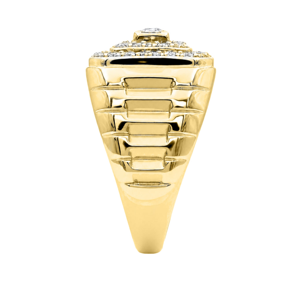 Diamonair Lab Grown Diamond (F/VS+) 1.00 carat Round cut Sterling Silver Men's Ring - Sterling Silver | Gold over Silver