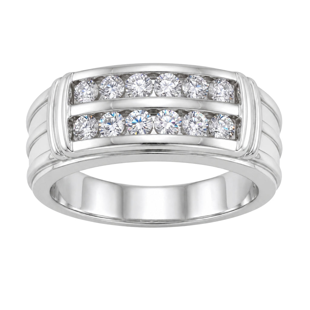 Diamonair Lab Grown Diamond (F/VS+) 1.00 carat Round cut Sterling Silver Men's Ring - Sterling Silver | Gold over Silver