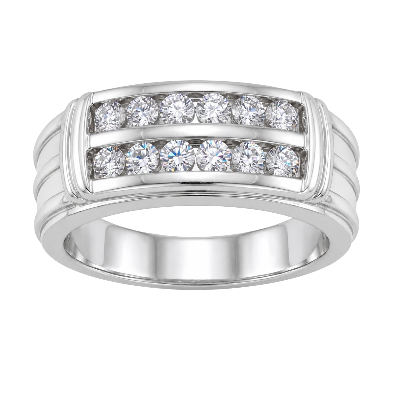 Diamonair Lab Grown Diamond (F/VS+) 1.00 carat Round cut Sterling Silver Men's Ring - Sterling Silver | Gold over Silver