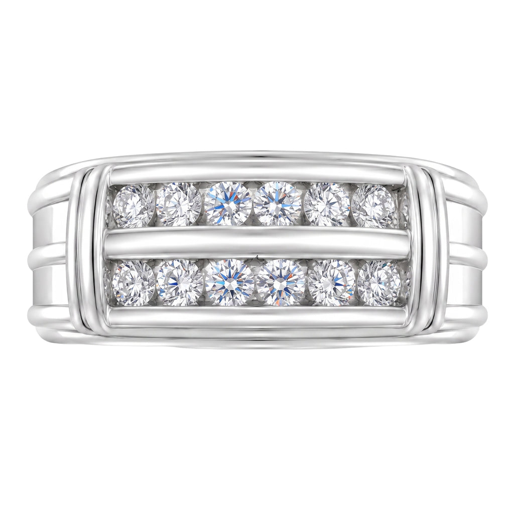 Diamonair Lab Grown Diamond (F/VS+) 1.00 carat Round cut Sterling Silver Men's Ring - Sterling Silver | Gold over Silver