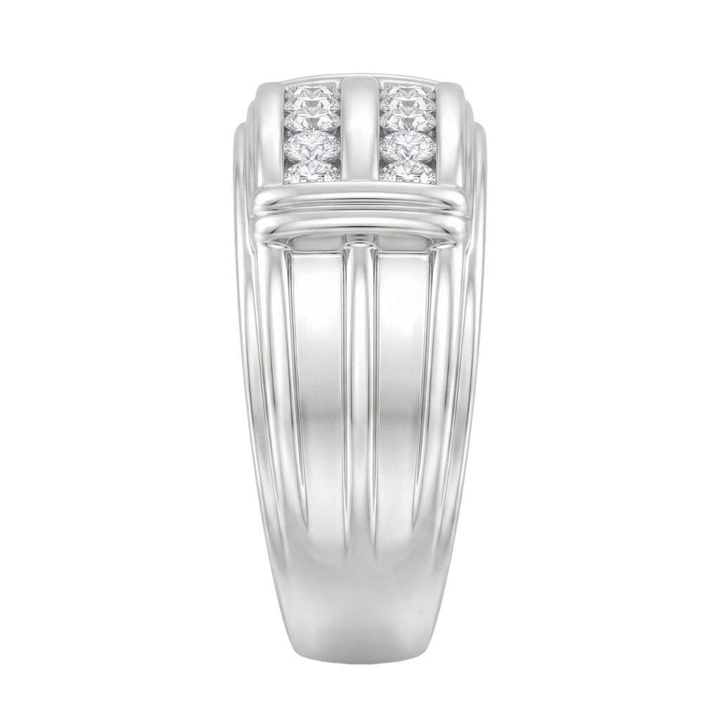 Diamonair Lab Grown Diamond (F/VS+) 1.00 carat Round cut Sterling Silver Men's Ring - Sterling Silver | Gold over Silver