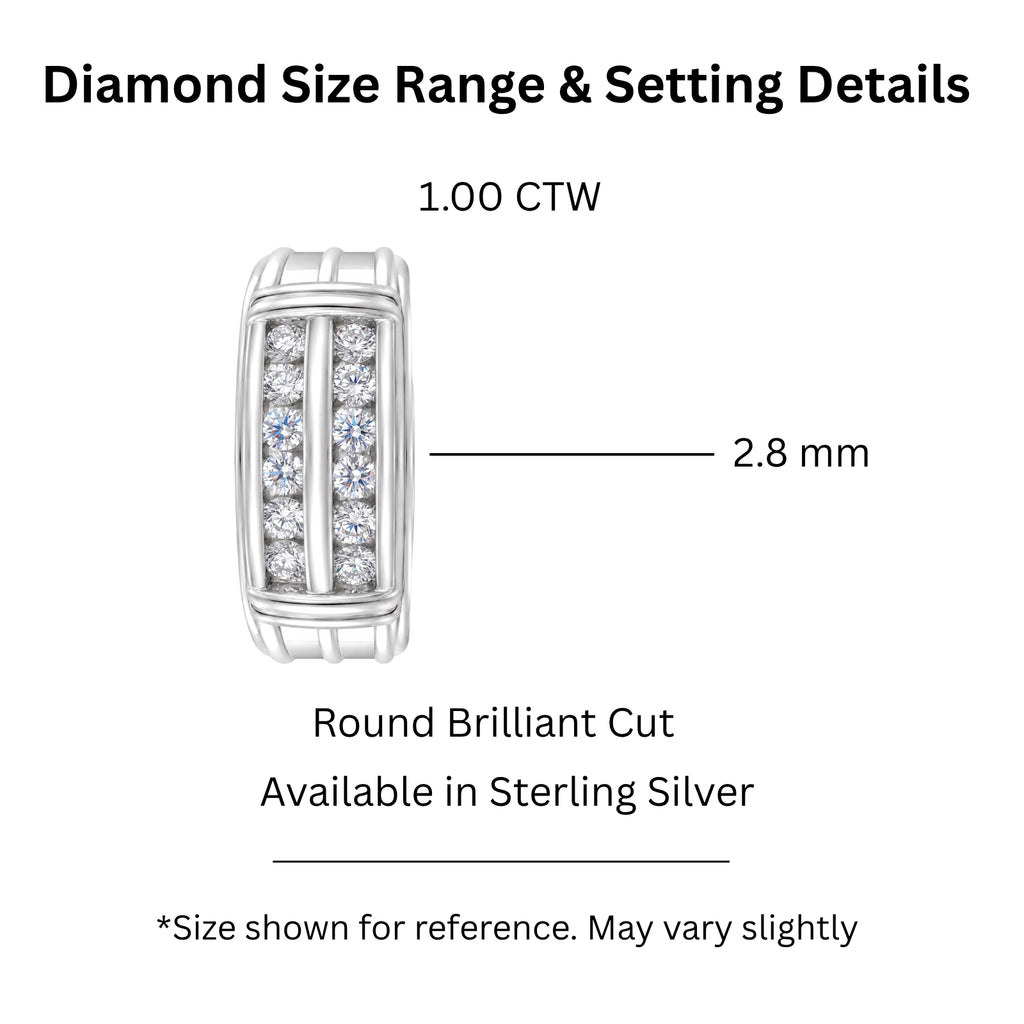 Diamonair Lab Grown Diamond (F/VS+) 1.00 carat Round cut Sterling Silver Men's Ring - Sterling Silver | Gold over Silver