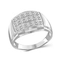 Diamonair Lab Grown Diamond (F/VS+) 1.00 carat Round cut Sterling Silver Men's Ring - Sterling Silver | Gold over Silver