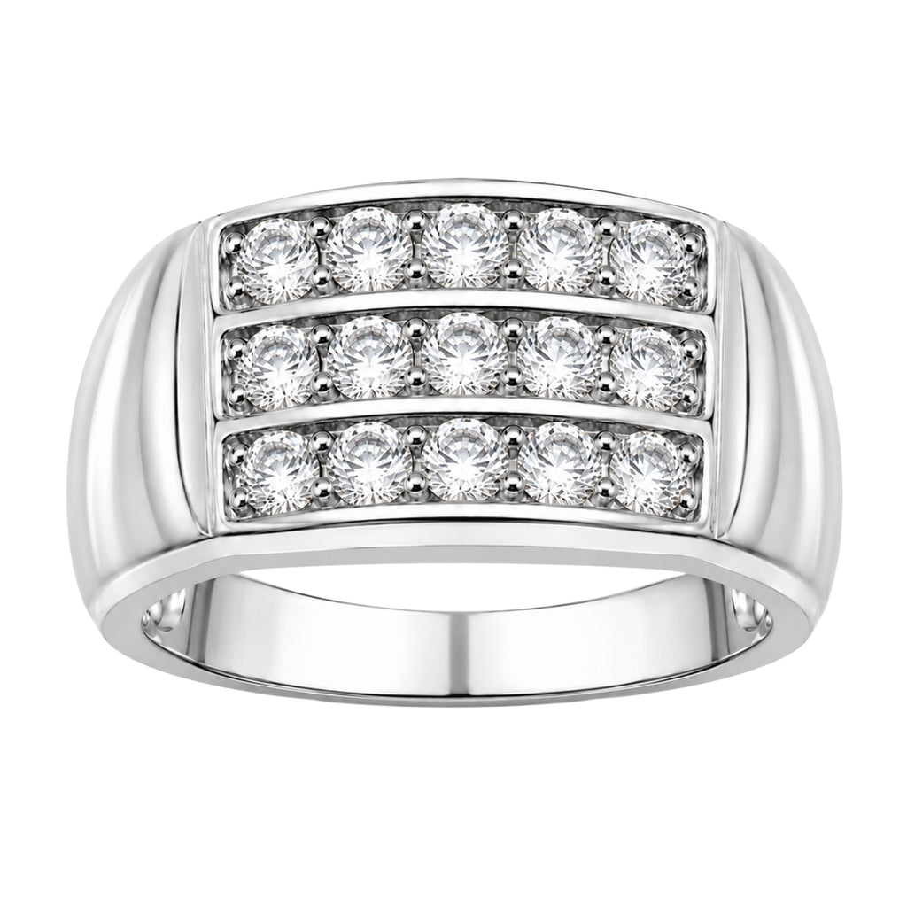Diamonair Lab Grown Diamond (F/VS+) 1.00 carat Round cut Sterling Silver Men's Ring - Sterling Silver | Gold over Silver