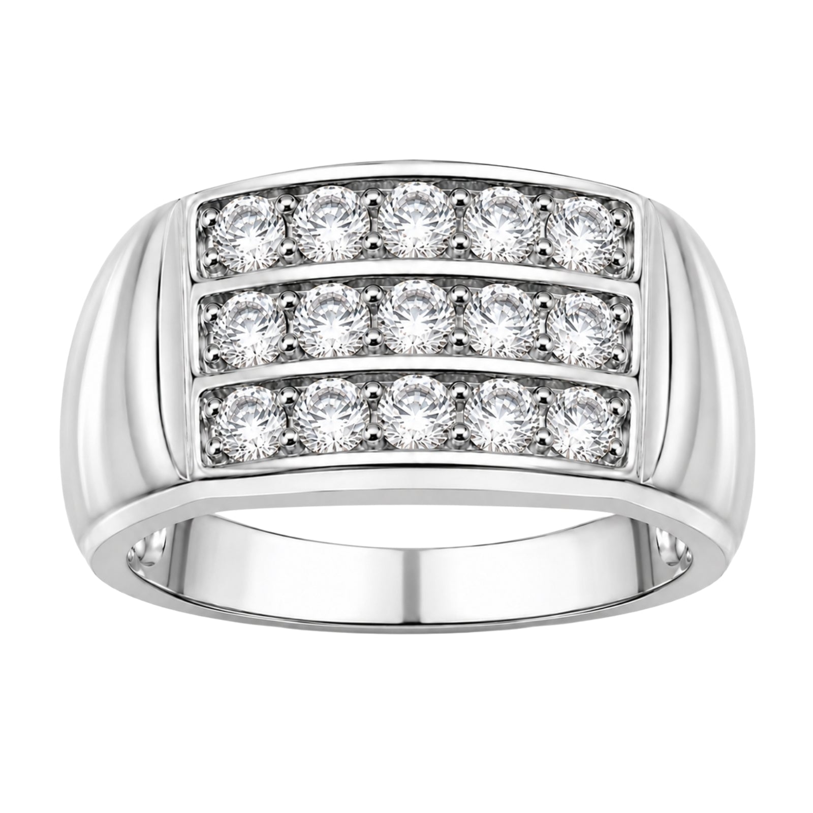 Diamonair Lab Grown Diamond (F/VS+) 1.00 carat Round cut Sterling Silver Men's Ring - Sterling Silver | Gold over Silver
