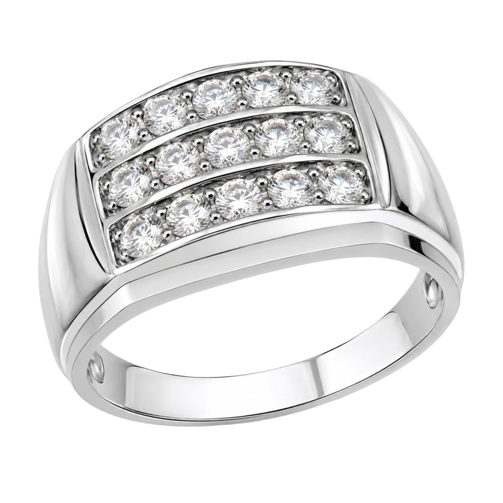 Diamonair Lab Grown Diamond (F/VS+) 1.00 carat Round cut Sterling Silver Men's Ring - Sterling Silver | Gold over Silver