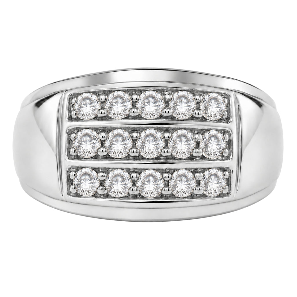 Diamonair Lab Grown Diamond (F/VS+) 1.00 carat Round cut Sterling Silver Men's Ring - Sterling Silver | Gold over Silver