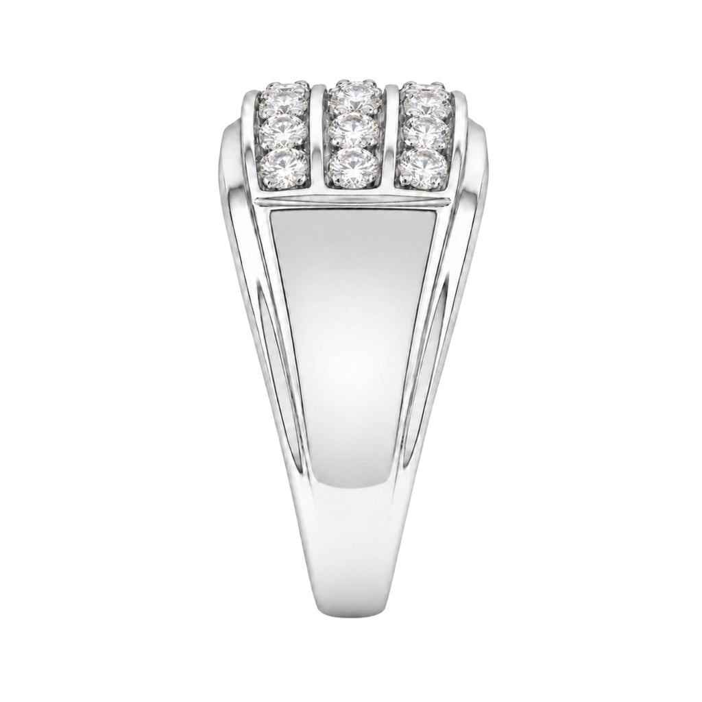 Diamonair Lab Grown Diamond (F/VS+) 1.00 carat Round cut Sterling Silver Men's Ring - Sterling Silver | Gold over Silver