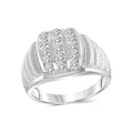 Diamonair Lab Grown Diamond (F/VS+) 1.00 carat Round cut Sterling Silver Men's Ring - Sterling Silver | Gold over Silver