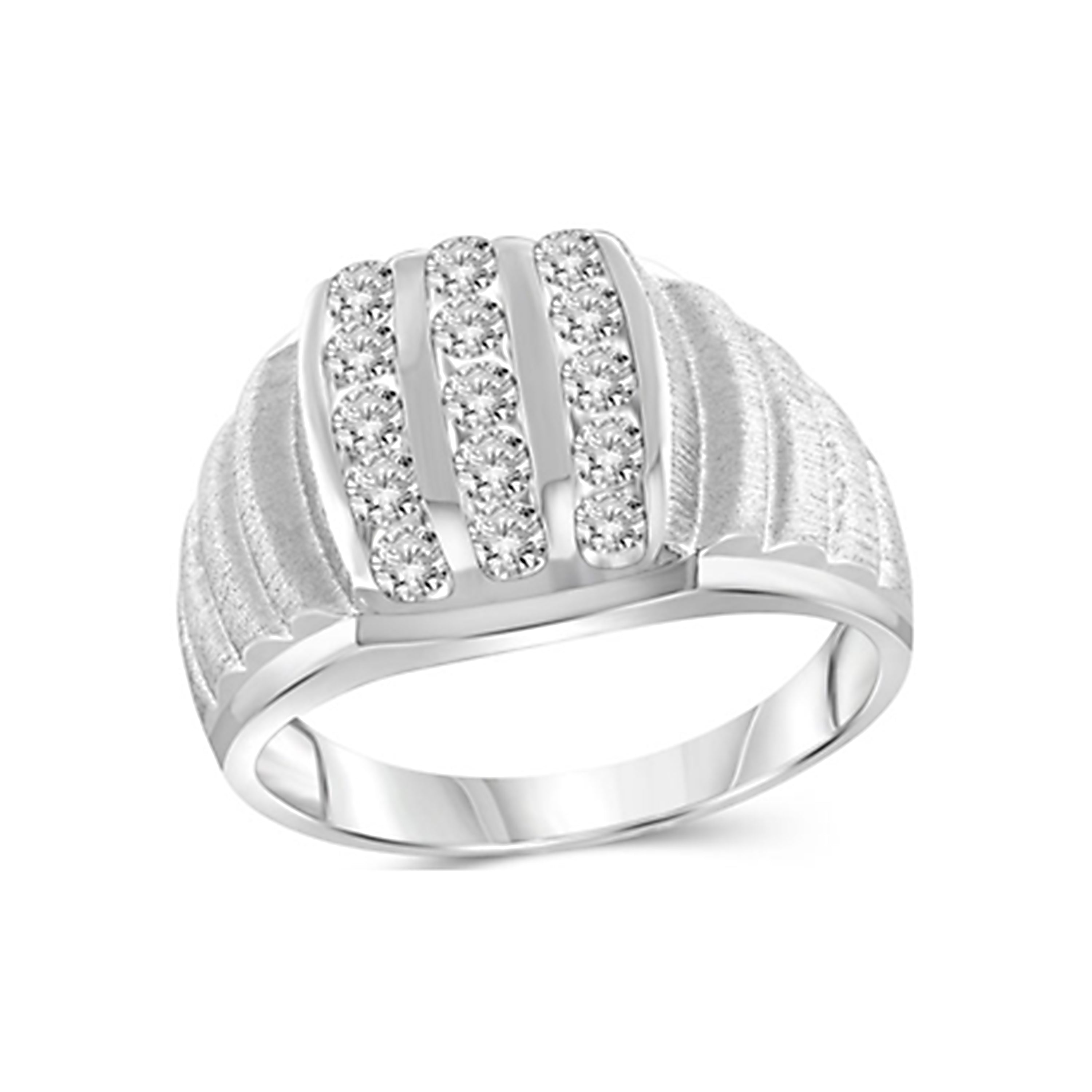 Diamonair Lab Grown Diamond (F/VS+) 1.00 carat Round cut Sterling Silver Men's Ring - Sterling Silver | Gold over Silver