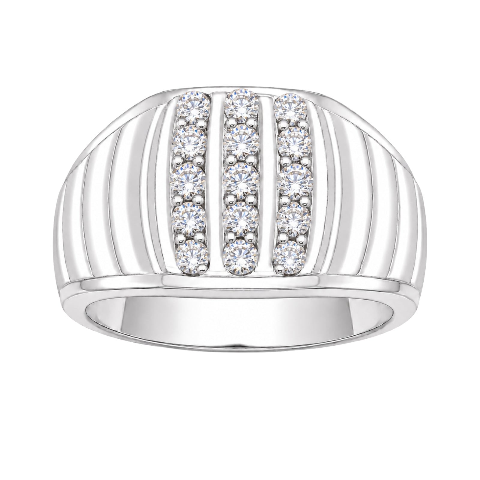 Diamonair Lab Grown Diamond (F/VS+) 1.00 carat Round cut Sterling Silver Men's Ring - Sterling Silver | Gold over Silver