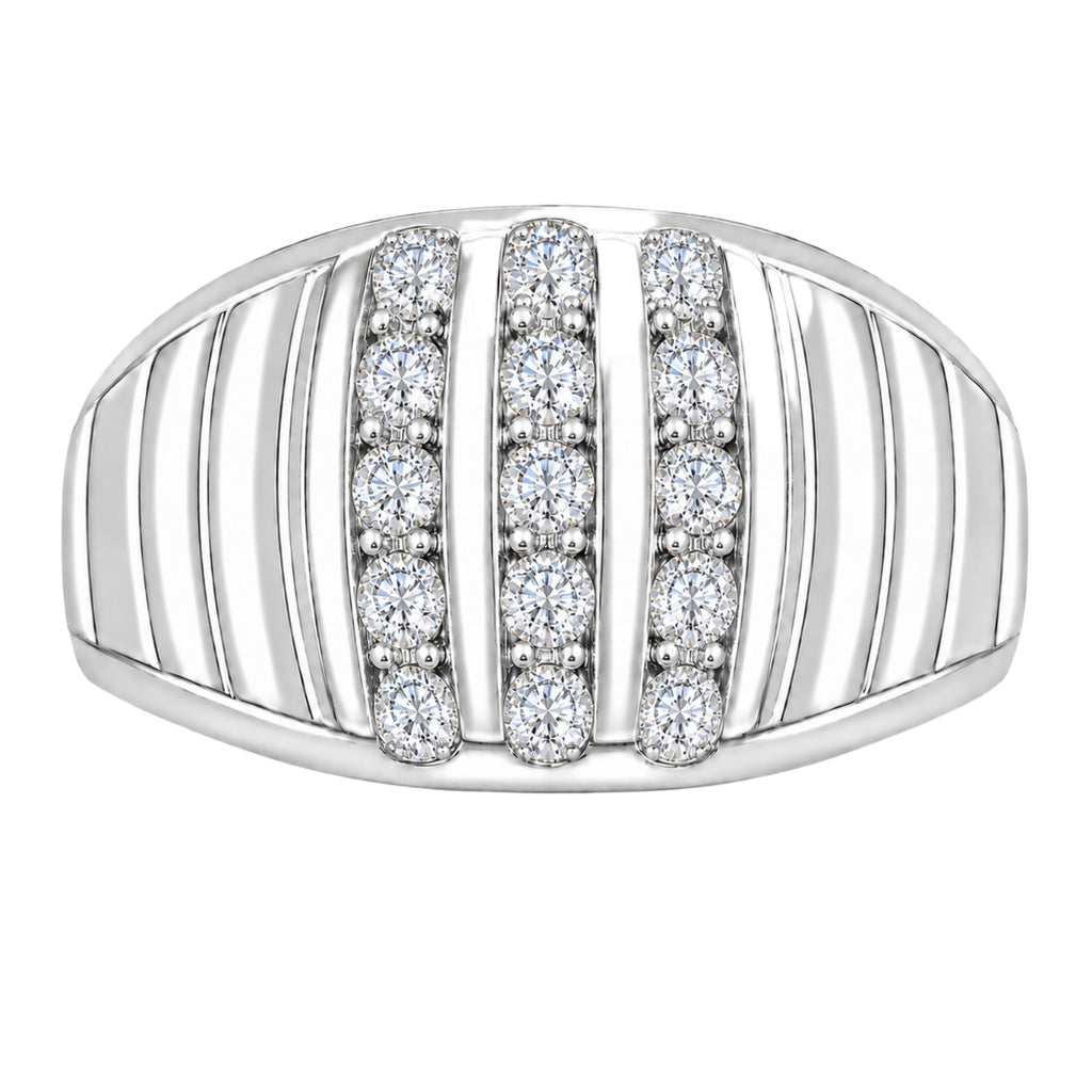 Diamonair Lab Grown Diamond (F/VS+) 1.00 carat Round cut Sterling Silver Men's Ring - Sterling Silver | Gold over Silver