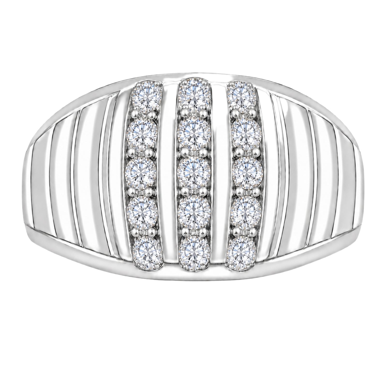 Diamonair Lab Grown Diamond (F/VS+) 1.00 carat Round cut Sterling Silver Men's Ring - Sterling Silver | Gold over Silver