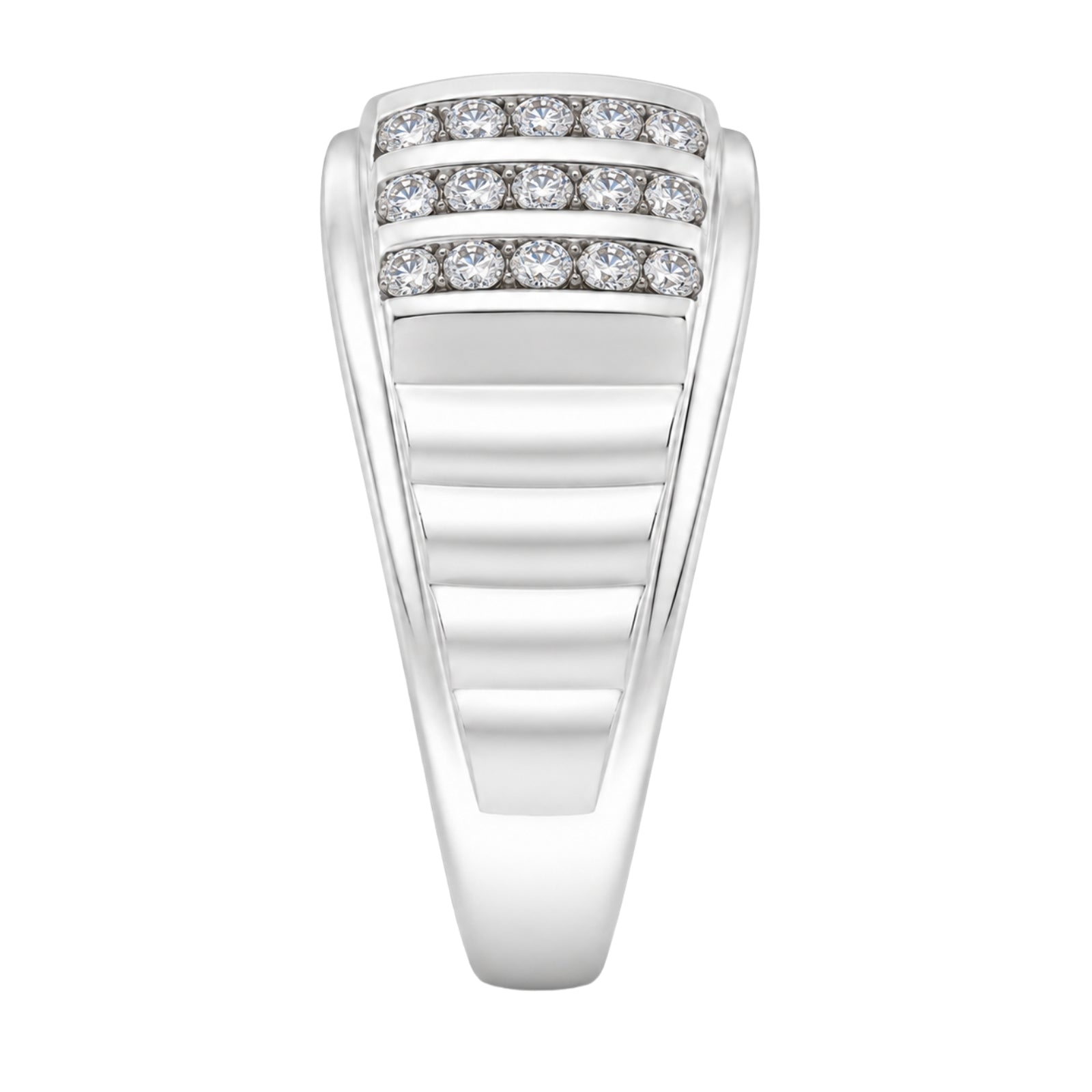 Diamonair Lab Grown Diamond (F/VS+) 1.00 carat Round cut Sterling Silver Men's Ring - Sterling Silver | Gold over Silver