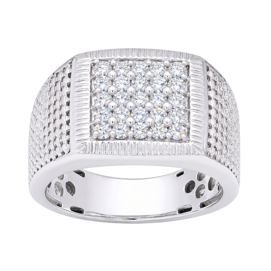 Diamonair Lab Grown Diamond (F/VS+) 1.00 carat Round cut Sterling Silver Men's Ring - Sterling Silver | Gold over Silver