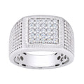 Diamonair Lab Grown Diamond (F/VS+) 1.00 carat Round cut Sterling Silver Men's Ring - Sterling Silver | Gold over Silver