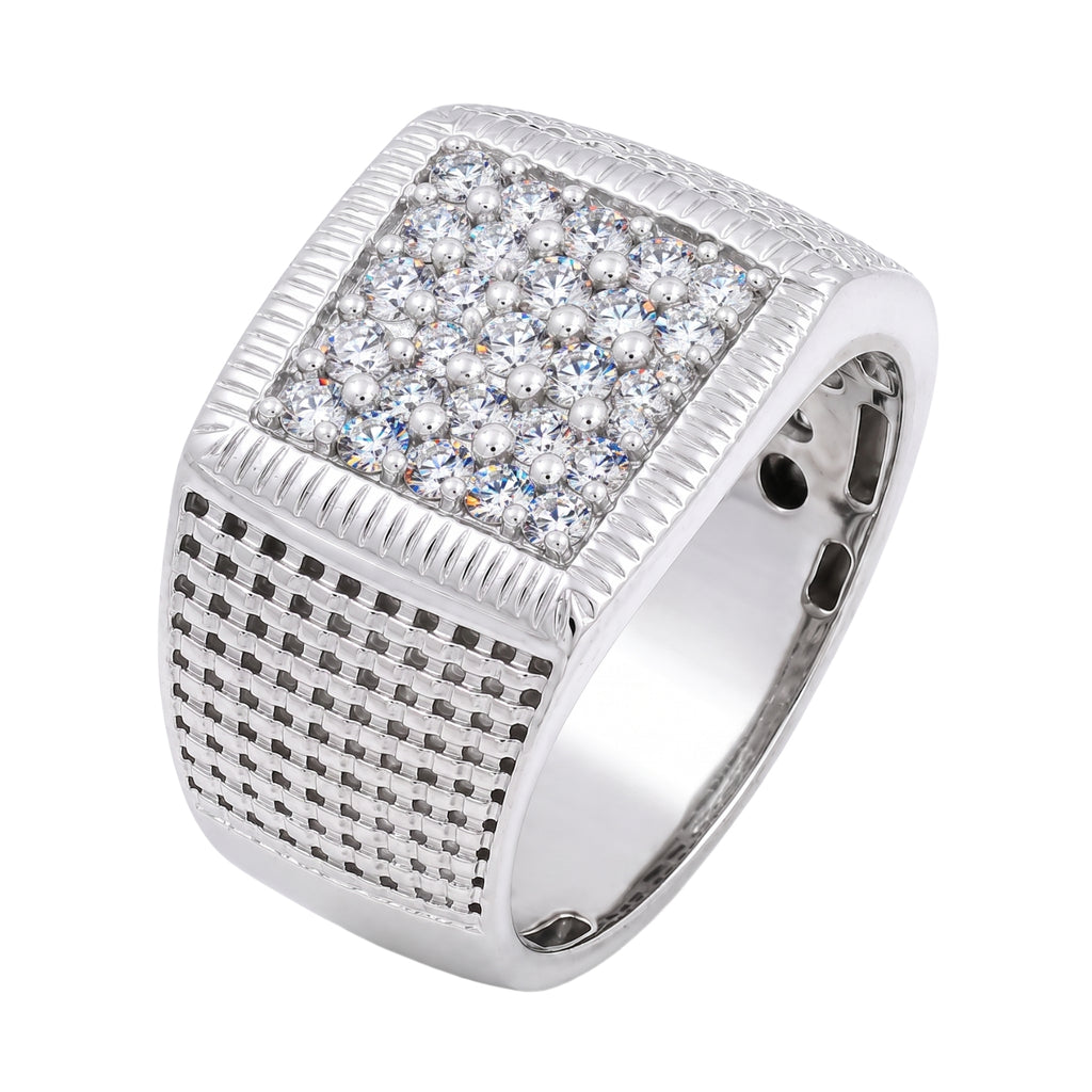 Diamonair Lab Grown Diamond (F/VS+) 1.00 carat Round cut Sterling Silver Men's Ring - Sterling Silver | Gold over Silver