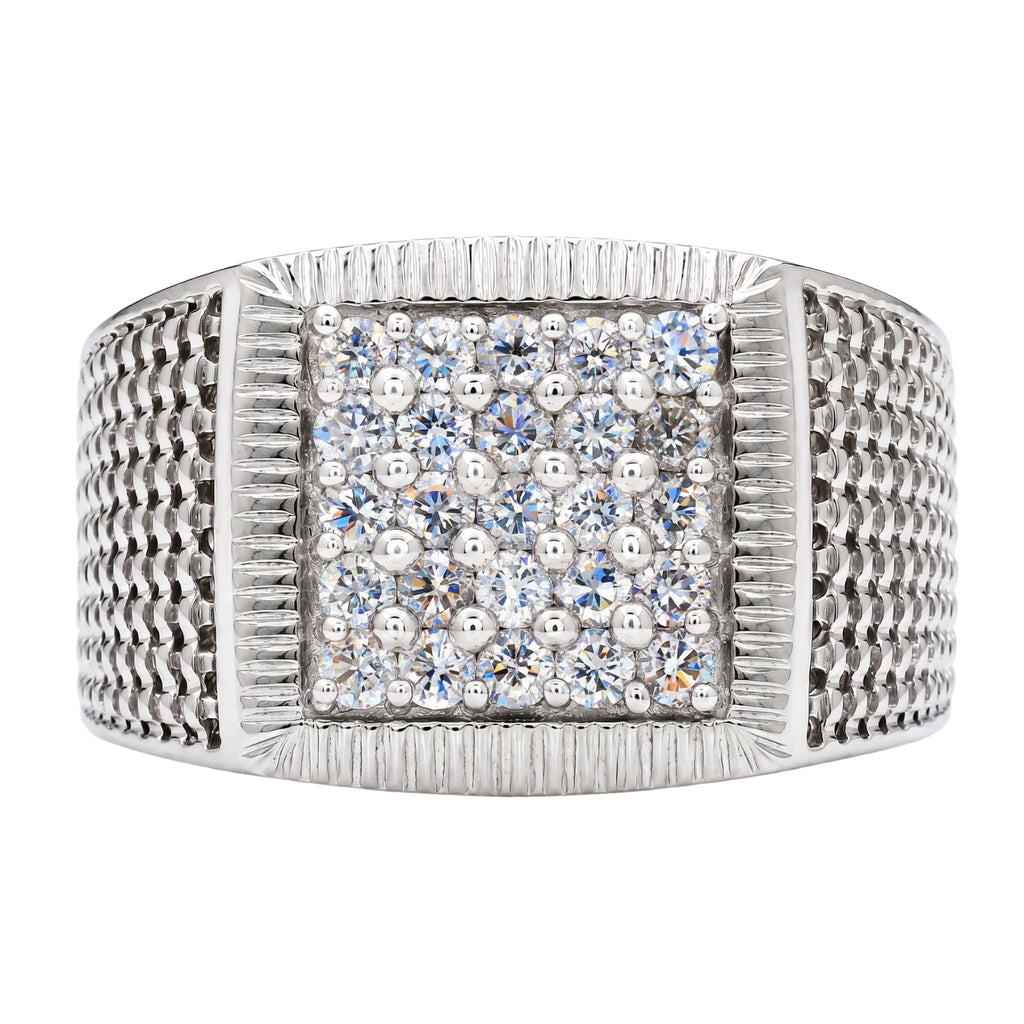 Diamonair Lab Grown Diamond (F/VS+) 1.00 carat Round cut Sterling Silver Men's Ring - Sterling Silver | Gold over Silver