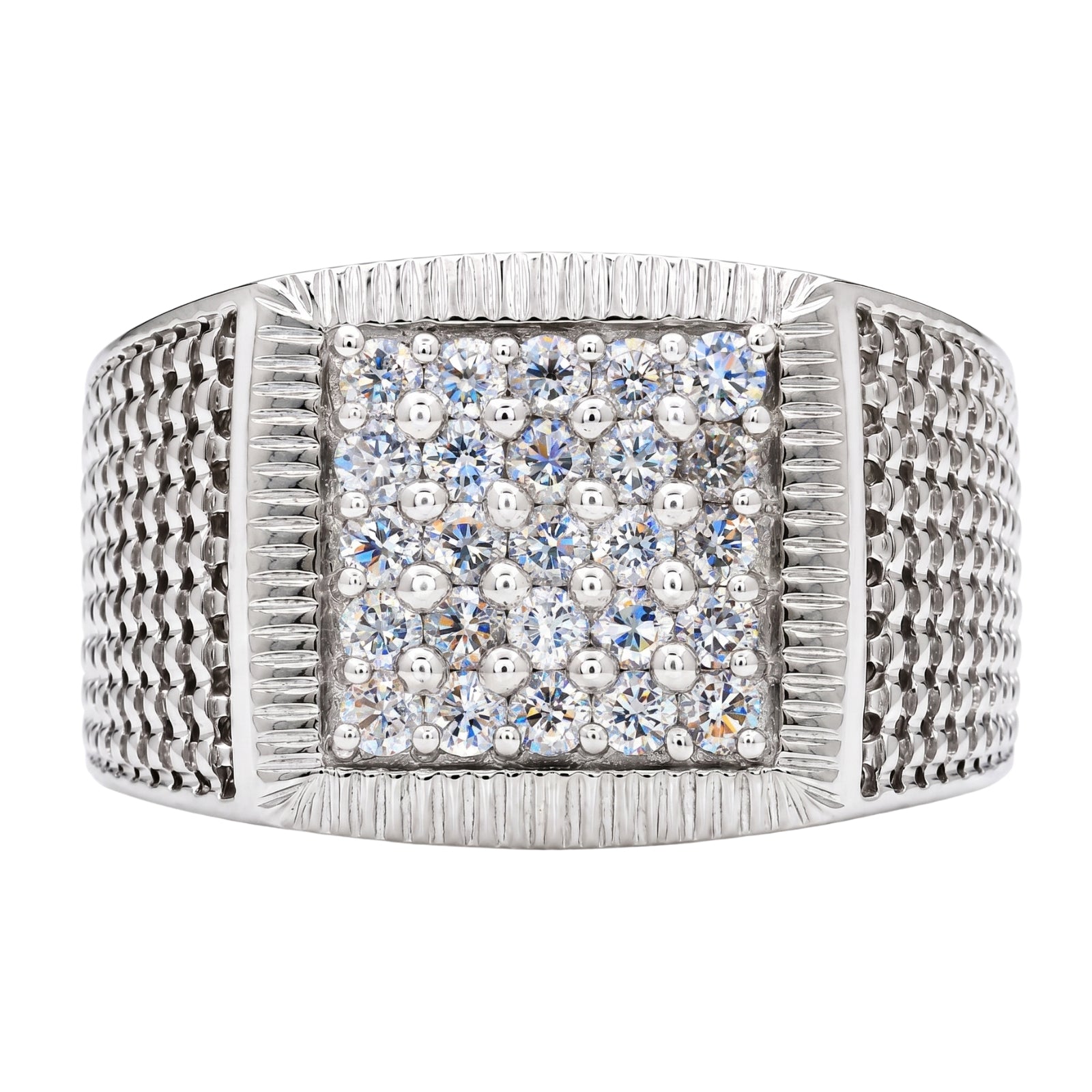 Diamonair Lab Grown Diamond (F/VS+) 1.00 carat Round cut Sterling Silver Men's Ring - Sterling Silver | Gold over Silver