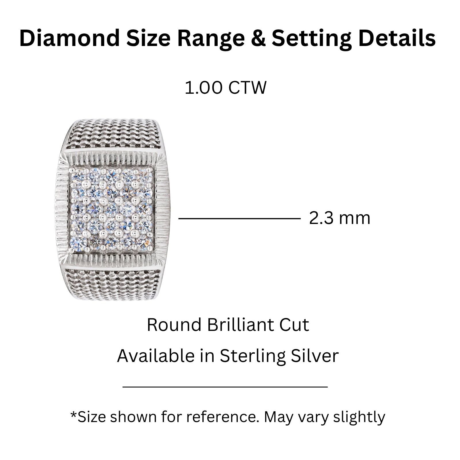 Diamonair Lab Grown Diamond (F/VS+) 1.00 carat Round cut Sterling Silver Men's Ring - Sterling Silver | Gold over Silver